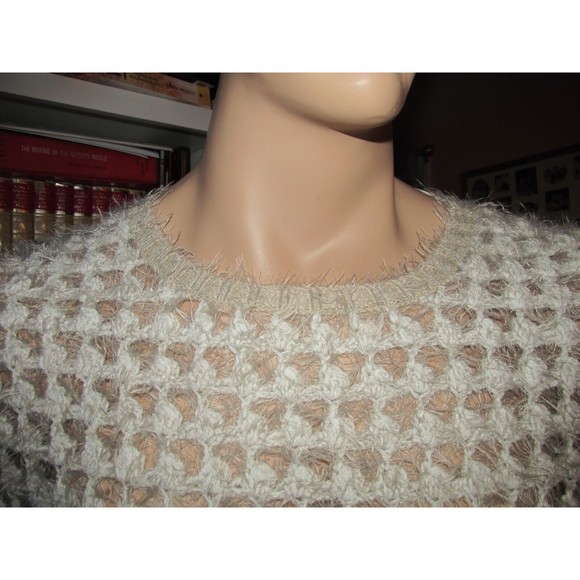 Mystree Women's Beige Open Knit Sleeveless Sweater Size M/L - Picture 3 of 9